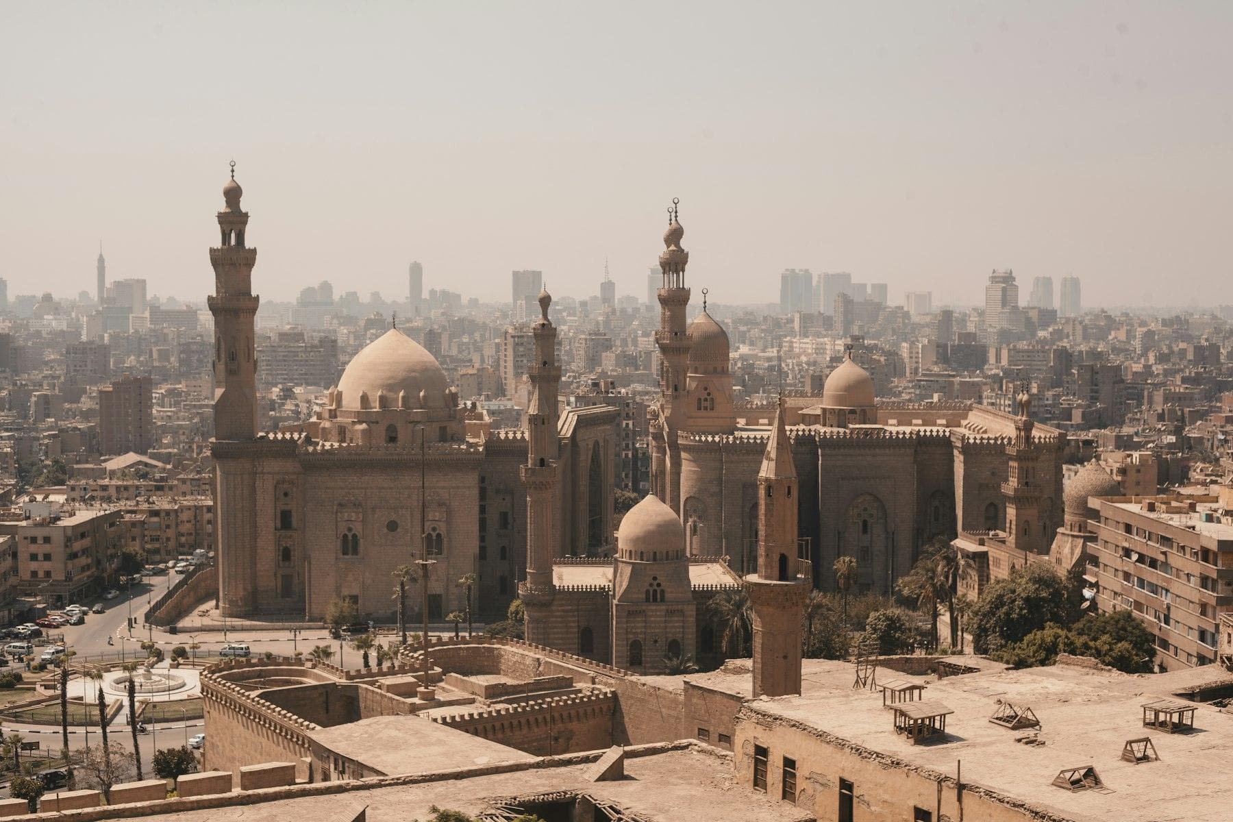 Historic Cairo skyline with minarets and domes